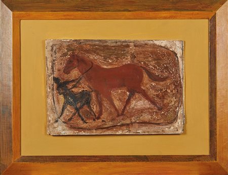 Bruno Ceccobelli (Montecastello di Vibio, 1952 - ) 
"Amici in natura" 
Olio e tecnica mista su tavola Cm 31,5x46