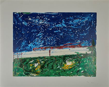 Mario Schifano (Homs, 20/09/1934 - Roma, 26/01/1998) 
“Senza titolo” 
Serigrafia polimaterica su carta Cm 100x120