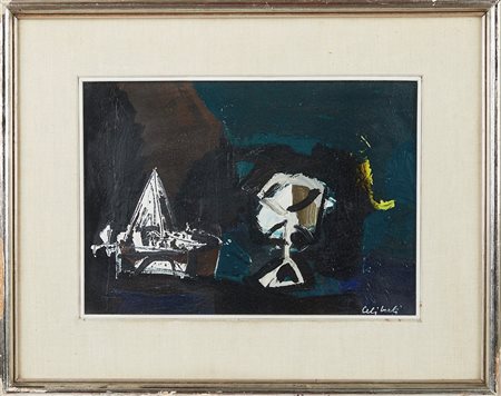 Giorgio Celiberti (Udine, 19/11/1929 - ) "Senza titolo" Olio su tela Cm 25x35