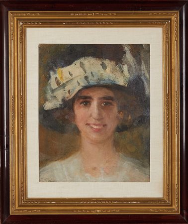 Carlo Corsi (Nizza, 08/01/1879 - Bologna, 27/08/1966) 
"Ritratto di Isotta" 
Olio su cartone Cm 42x35