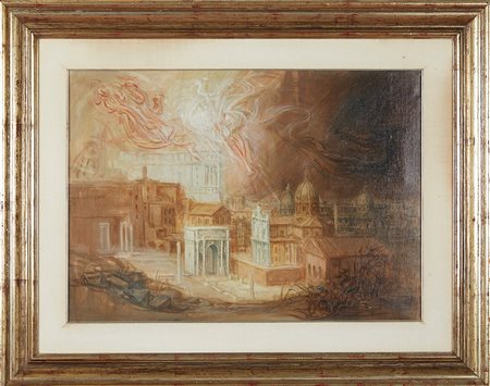 Riccardo Tommasi Ferroni (Pietrasanta, 04/12/1934 - Pieve di Camaiore, 19/02/2000) 
 "Studio per il Giudizio Universale" 
Olio su tela Cm 50x70