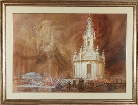 Riccardo Tommasi Ferroni (Pietrasanta, 04/12/1934 - Pieve di Camaiore, 19/02/2000) 
 "S. Ivo alla Sapienza" 
Olio su tela Cm 70x100