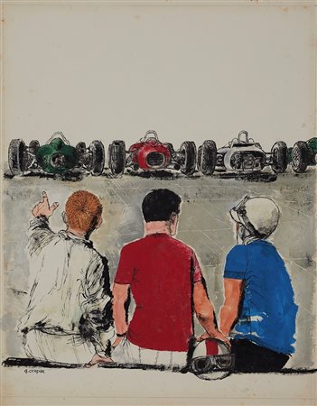 Guido Crepax (Milano, 15/07/1933 - Milano, 31/07/2003) 
"Velocità 4" 
Acquerello e matita su cartoncino Cm 33x25,5