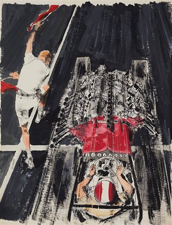 Guido Crepax (Milano, 15/07/1933 - Milano, 31/07/2003) 
 "Senza titolo" 
Acquerello e china su cartoncino Cm 33x25,5