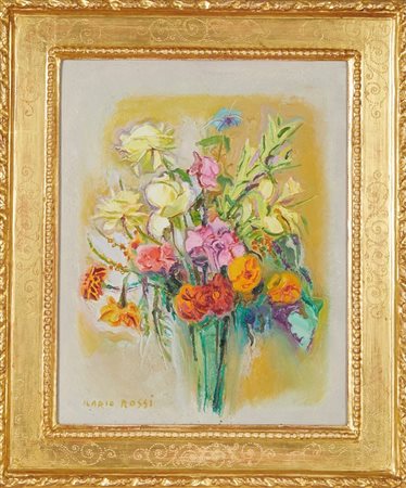 Ilario Rossi (Bologna, 15/09/1911 - Bologna, 11/10/1994) 
"Vaso di fiori" 
Olio su tela Cm 50x40