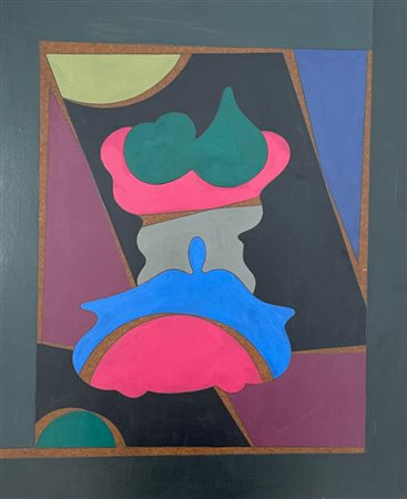 Corrado Cicognani (Bologna, 1919 - Bologna, 1992) 
"Composizione" 
Olio su faesite Cm 59x49
