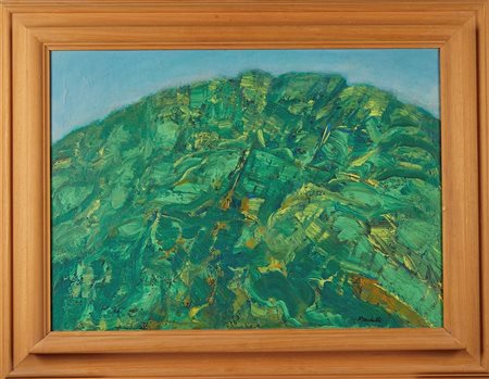 Pompilio Mandelli (Luzzara, 14/06/1912 - Bologna, 28/05/2006) 
"Collina verde" 1973
Olio su tavola Cm 51x71