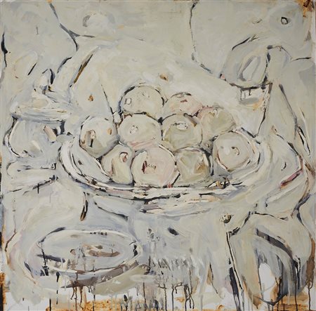 Piero Manai (Bologna, 28/09/1951 - Bologna, 1989) 
“Grande natura morta” 
Olio su carta Cm 87x89