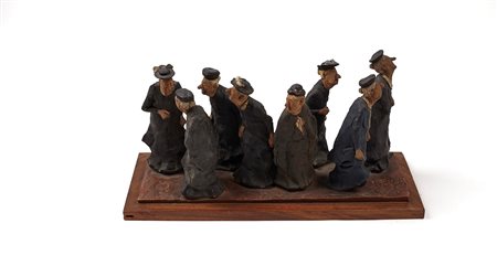 Cleto Tomba (Castel San Pietro Terme, 19/08/1898 - Bologna, 29/11/1987) 
"Le beghine" 
Terracotta Cm 15x28x9,5