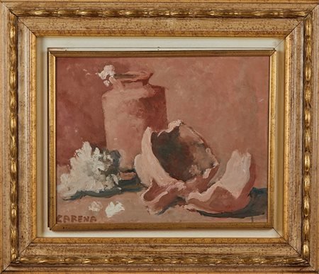 Felice Carena (Torino, 1879 - Venezia , 1966) "Natura morta" Olio su tela Cm 35x45