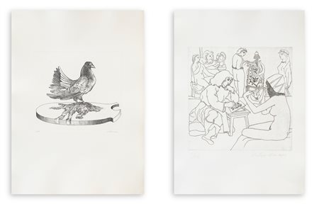 AUTORI VARI (ARTURO CARMASSI E GIOXE DE MICHELE) - Lotto unico di 2 acqueforti