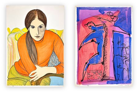 AUTORI VARI (FRANCESCO MENZIO E SANDRO CHERCHI) - Lotto unico di 2 litografie