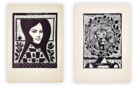 ADOLFO SAPORETTI (1910-1974) - Lotto unico di 2 xilografie