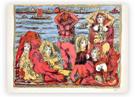 TONO ZANCANARO (1906-1985) - Tintarelliste forestiere a Cesenatico