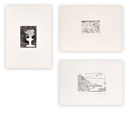 GIOVANNI OMICCIOLI (1901-1975)  Lotto unico composto da 3 acqueforti