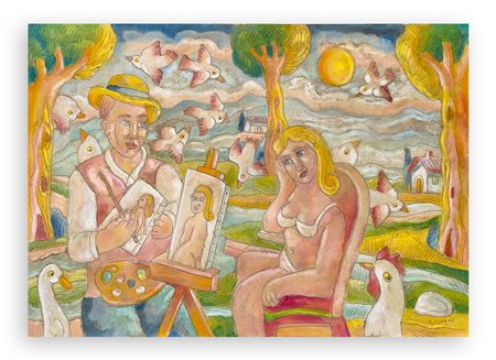 ROBERTO SGUANCI (1948) - Il pittore e la modella