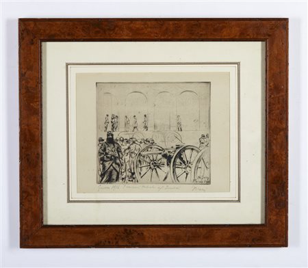 BUCCI ANSELMO (1887 - 1955) - I CAMION TEDESCHI AGLI INVALIDI, GUERRA 1914.