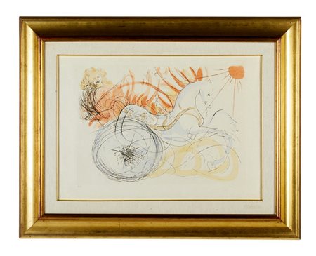 DALI' SALVADOR (1904 - 1989) - IL DIO GRECO DEL SOLE HELIOS CON UNA SQUADRA DI CAVALLI.