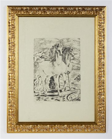 DE CHIRICO GIORGIO (1888 - 1978) - CAVALLI ANTICHI (DALLA SERIE SEI LITOGRAFIE).