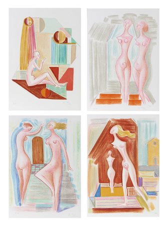 TOZZI MARIO (1895 - 1979) - CARTELLA COMPOSTA DA N. 4 FOGLI (IL GENIO DELLA CITTA', LE INCOMPIUTE, LE BALLERINE, MARYVONNE ).