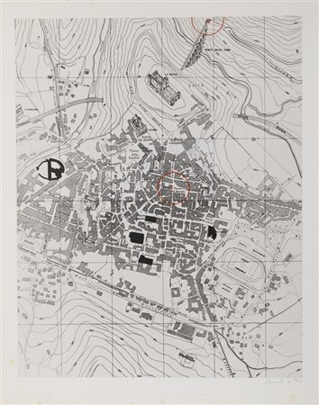 CHRISTO' (n. 1935) & JEANNE-CLAUDE (1935 - 2009) - CITY MAP, PACKED FOUNTAIN AND PACKED TOWER, SPOLETO.