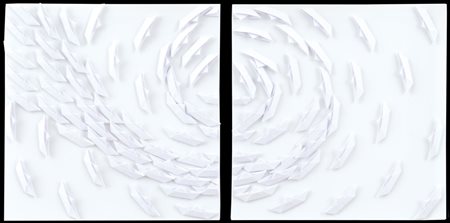 GUSMAROLI RICCARDO Milano 1963Vortice bianco (dittico), 2014barche di carta...