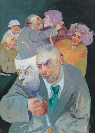 FONTIROSSI ROBERTO Lucca 26/01/1940Figureolio su cartone telato cm. 70x50,...