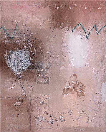 GIOVAGNOLI LUCA Rimini 1963 Felici e contenti, 2004 olio e sabbia su tela cm....