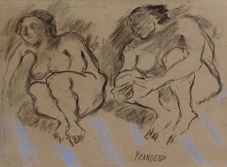 PIRANDELLO FAUSTO Roma 17/06/1899 - Roma 29/11/1975Due figurepastelli su...