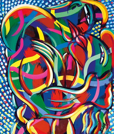 GUELFENBEIN EDUARDO 1953Beso, 1992acrilici su tela cm. 90x75, firma e anno in...