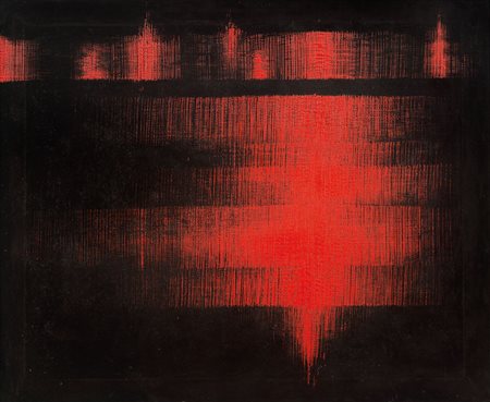 FINZI ENNIO Venezia 1931Ritmi-vibrazione rosso-nero, 1958acrilico su tela...