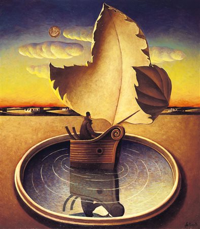 FORTUNATO FRANCO Roma 06/12/1946La nave del vagabondoolio su tela cm. 80x70,...