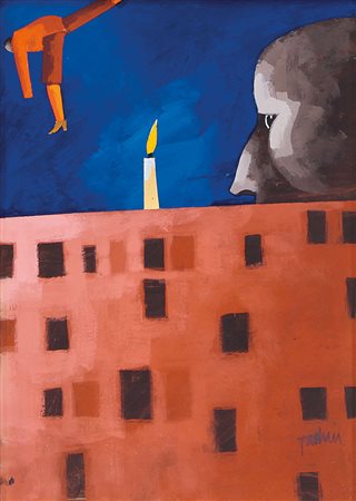 TADINI EMILIO Milano 1927 - Milano 24/09/2002Fiaba, 1991olio su cartone...