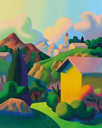 SALVO Leonforte (En) 22/05/1947La valleolio su tela cm. 100x80, firma e...