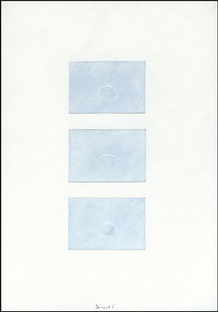 SIMETI TURI Alcamo 05/08/1929Tre ovali azzurri, anni'70calcografia e collage...