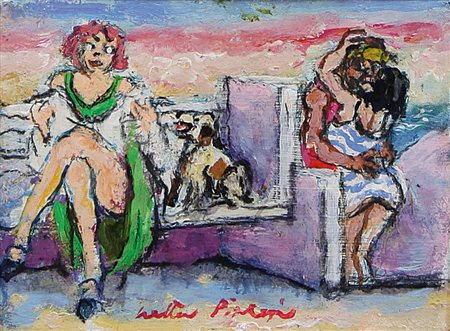 PIACESI WALTER Ascoli Piceno 18/09/1929Lungomare con innamorati, 2011olio su...