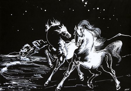 SASSU ALIGI Milano 17/07/1912 - Palma di Maiorca 17/07/2000Cavallitempera su...