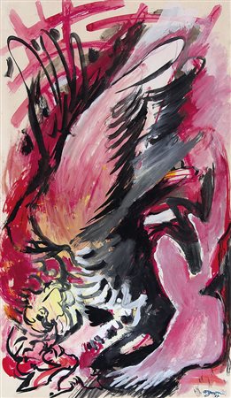 PIGNON EDOUARD Marbes Les Mines 1905 - 1993Combat de coqs, 1967acquerello su...