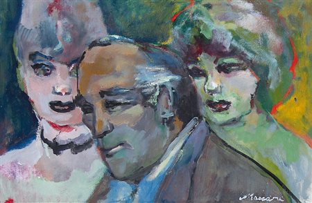 MACCARI MINO Siena 24/11/1898 - Roma 17/06/1989Tre personaggi, (1961)olio su...