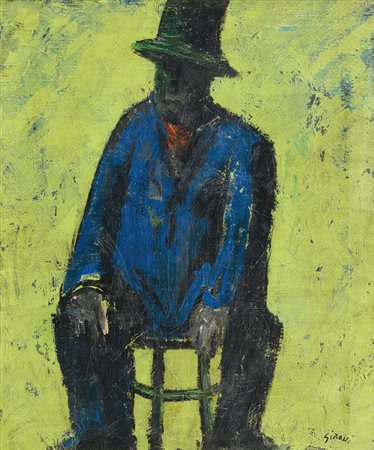 SIRONI MARIO Sassari 12/05/1885 - Milano 05/08/1961Uomo seduto, (1930)olio su...