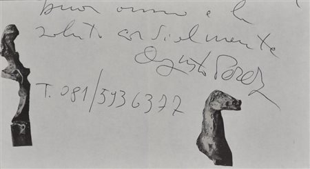 Augusto Perez COMPOSIZIONE collage su carta, cm 10,5x20,5 firma e dedica ad...