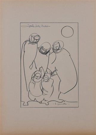 Gianni Sesia della Merla LE GEMELLE matita su carta, cm 50x34,5 firma e...