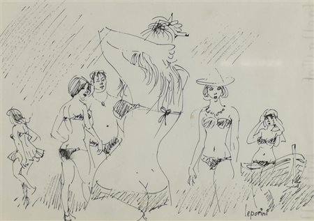 Bernardo Leporini SENZA TITOLO inchiostro su carta, cm 23x32,5 firma...