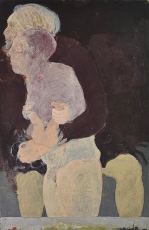 Fausto Fausone L'ABBRACCIO olio su masonite, cm 81x51,5 sul retro: cartiglio...