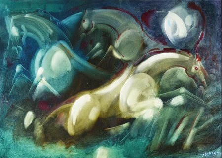 Ignoto SENZA TITOLO, 1970 olio su tela, cm 50x70 firma e data sul retro:...