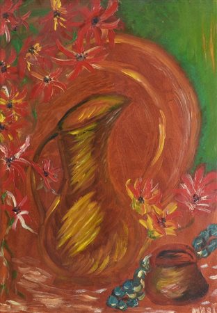 Marisa De Paolis BROCCA CON FIORI olio su tela, cm 48x33 firma