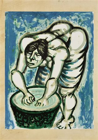 Giuseppe Migneco SENZA TITOLO litografia, cm 70x50; es. 39/150 firma e...