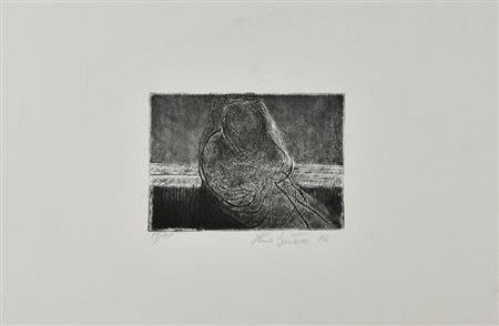 Tano Santoro SENZA TITOLO, 1972 acquaforte, cm 12,5x18, su foglio cm 33x49;...