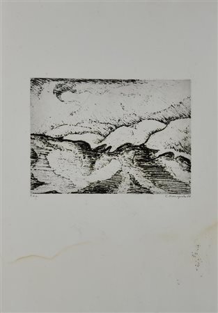 Ignoto SENZA TITOLO, 1987 acquaforte, cm 17,5x24, su foglio cm 49,5x35; es....