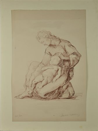 Ignoto MATERNITA' litografia su carta, cm 56,5x36,5; es. 231/250 firma